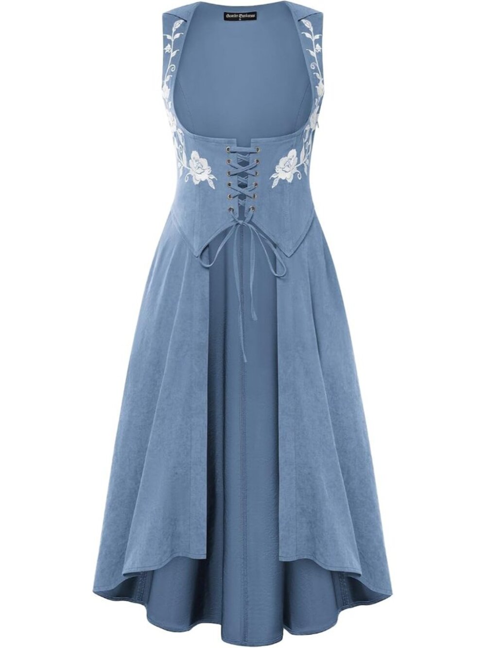 Women's Light Blue Renaissance Under Bust Pirate Hood Medieval Costume Dress
